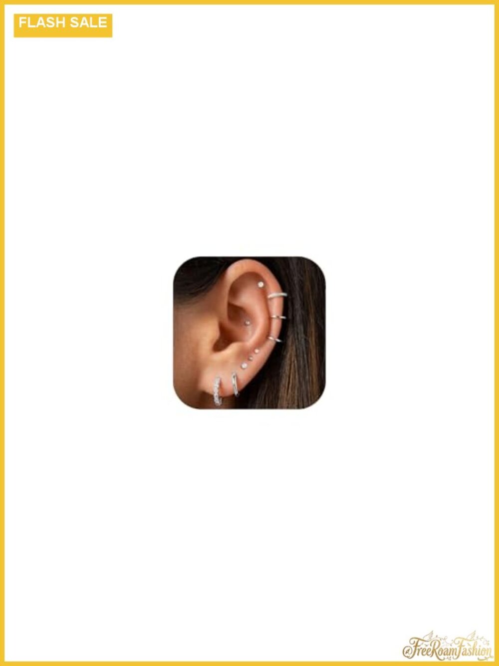 Hypoallergenic Silver Earring Set for Multiple Piercings - Studs, Hoops,
